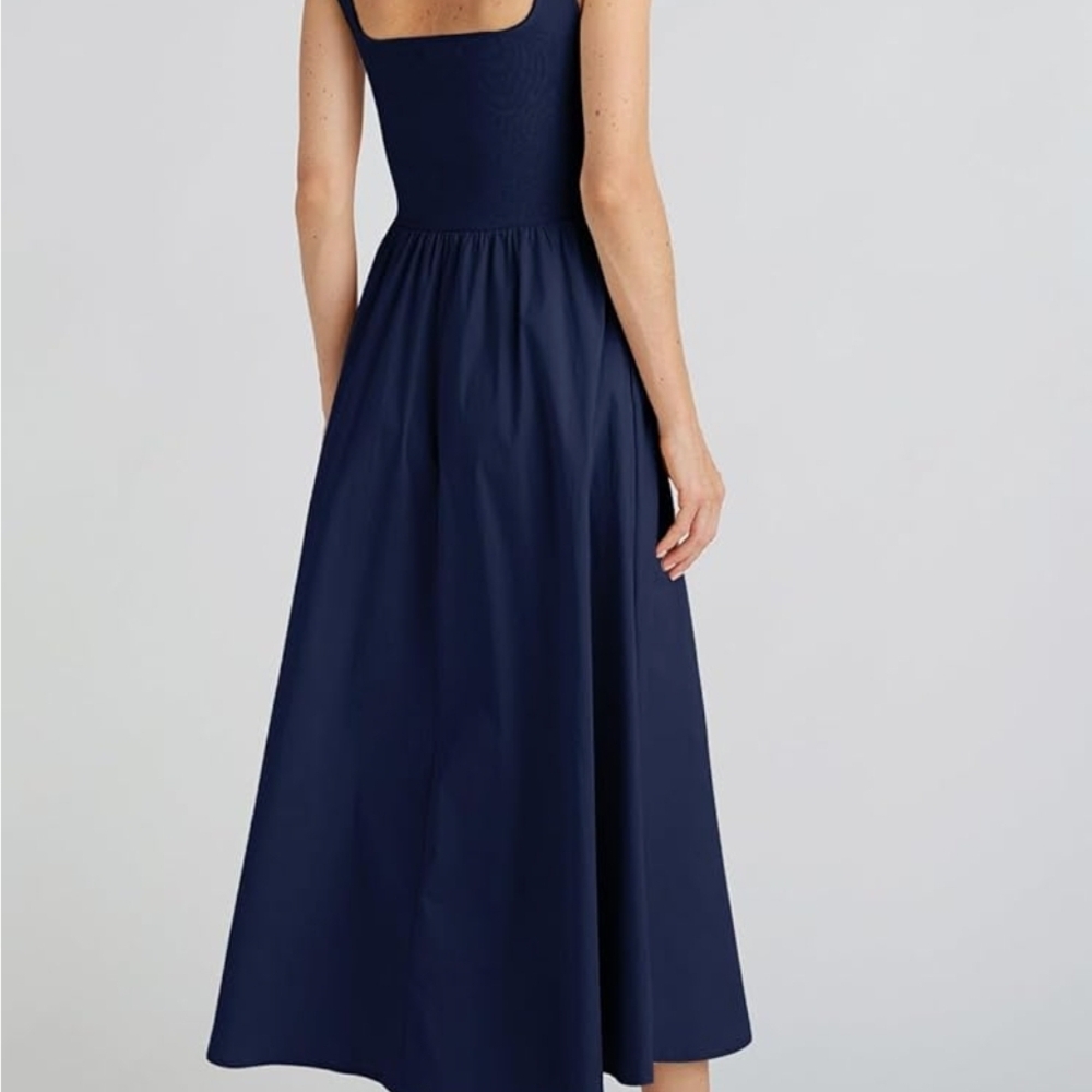 NWT Sleeveless Navy Blue Maxi Dress With Pockets - Picture 2 of 7